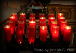 Candles lit at the chapel